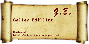 Galler Bálint névjegykártya